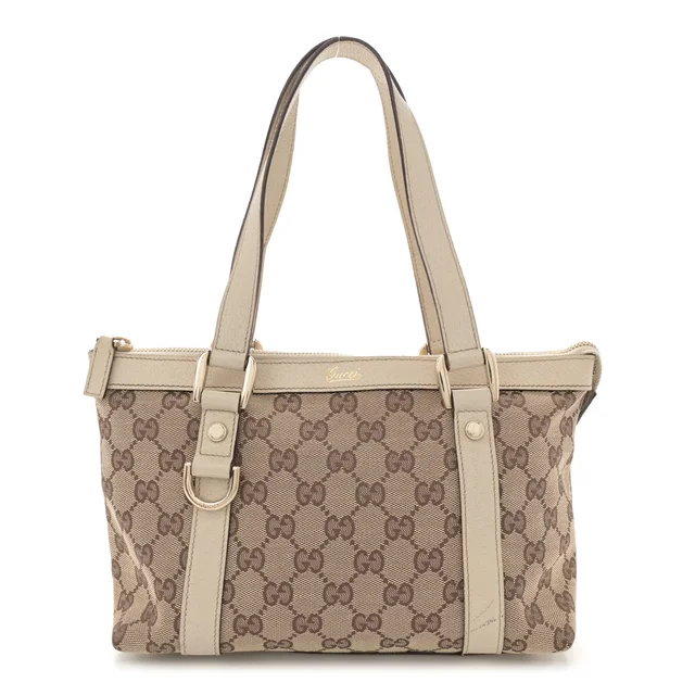 Gucci GG Monogram Small Abbey Tote Off White Canvas Bag - Off White in White Canvas from H&T