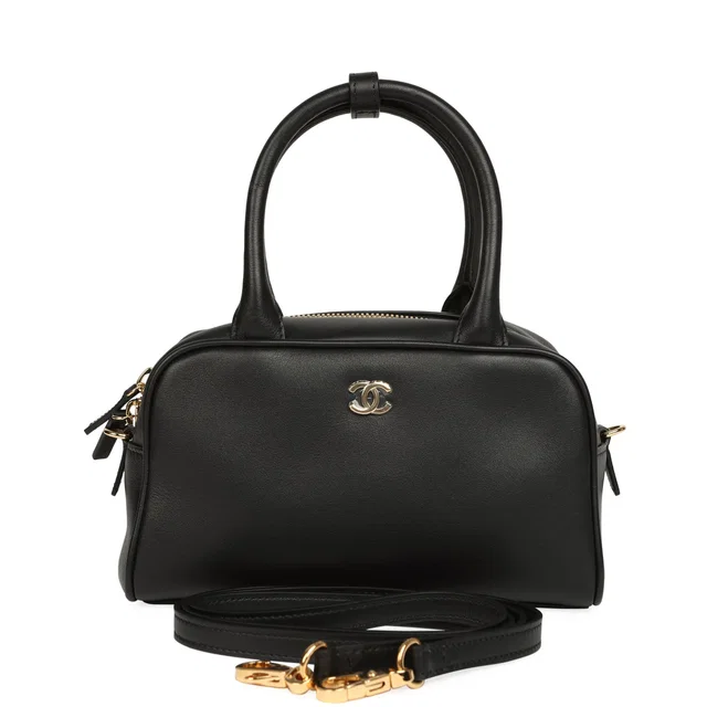 Chanel Mini Bowling Bag in Black Calfskin from Madison Avenue Couture