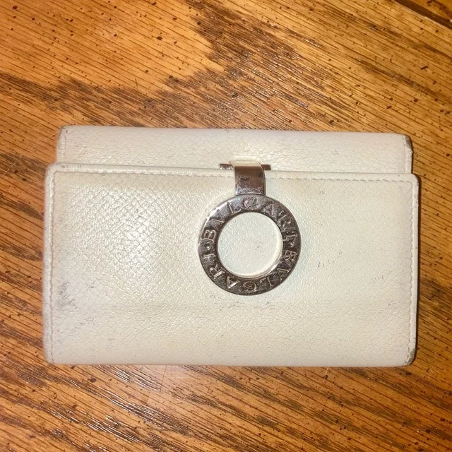 Bvlgari Key Card Holder Cream Leather With Silver Branded Hardware in White Leather from Poshmark