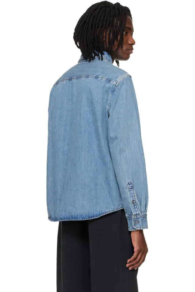 AMI Paris Blue Cotton Ami De Coeur Denim Shirt, photo 3 of 4 from SSENSE