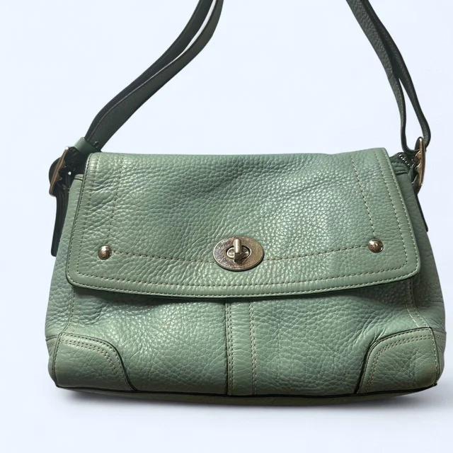Coach Women's Bag - Green/Blue in green|blue Leather from Depop