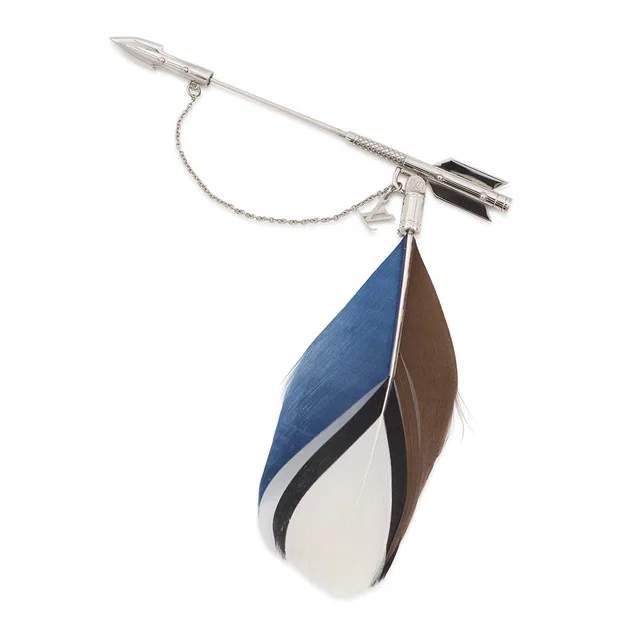 Louis Vuitton Arrow FeatherBrooch Silver/Multicolor Metal in Silver from GALLERY RARE