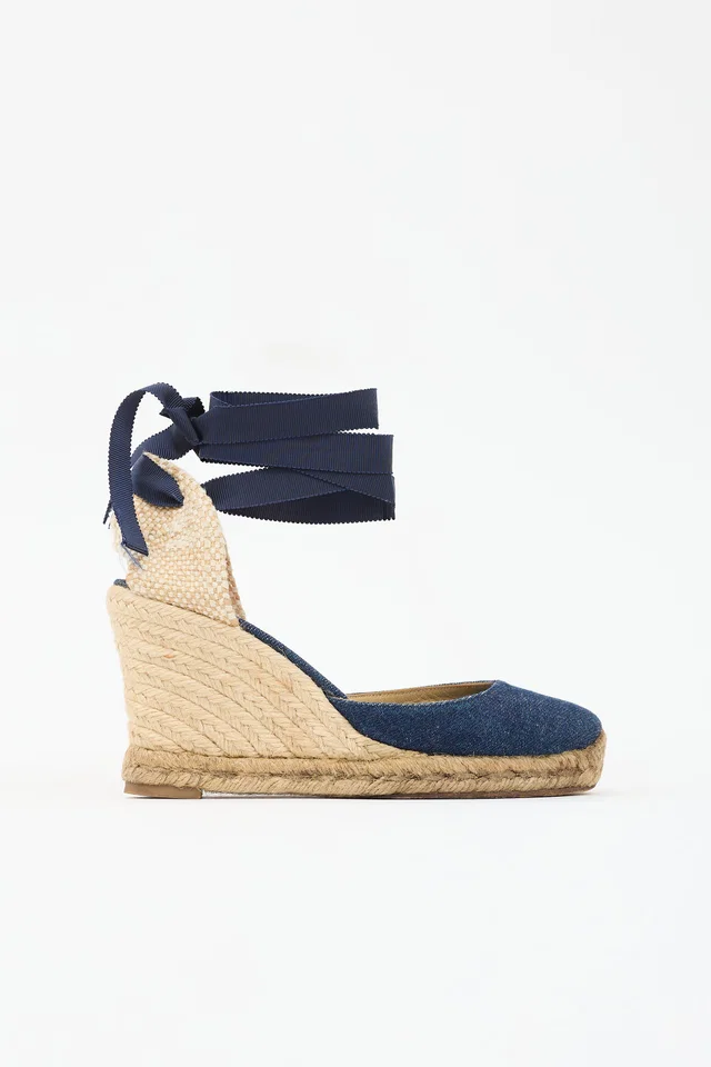 Christian Louboutin Denim Espadrille Wedge Sandal in Denim from VSP Consignment