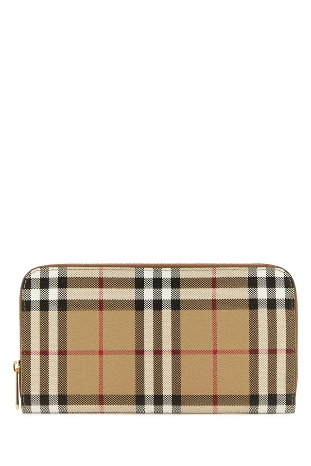Burberry Plaid Canvas Wallet — Beige in Beige Canvas from HEWI