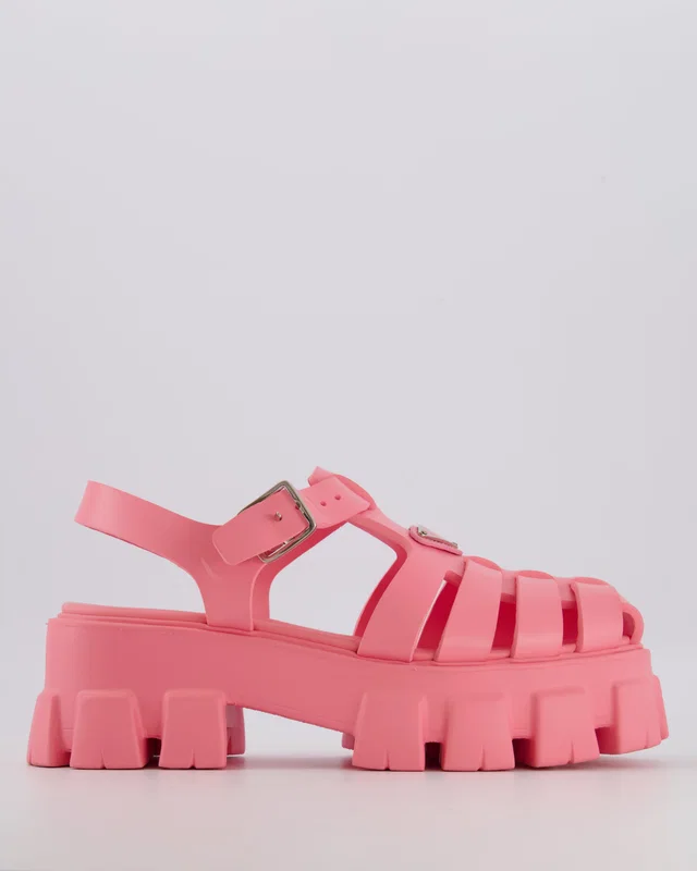 Prada Pink Rubber Platformed Monolith Sandals Size EU 39 in Pink from Sellier