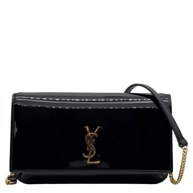 Saint Laurent Patent Leather Phone Holder Black in Black Patent leather from Dallas Designer Handbags