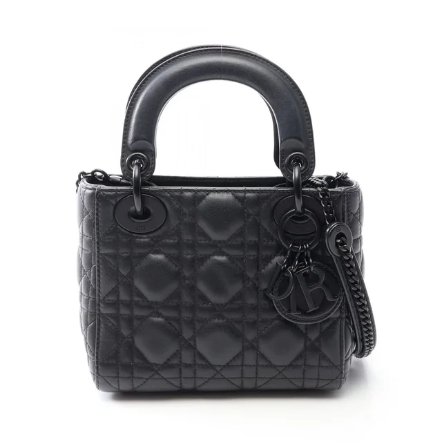 Handbag Lady Dior Mini Cannage 2-Way So Black Leather Tote in Black Leather from The Reluxe