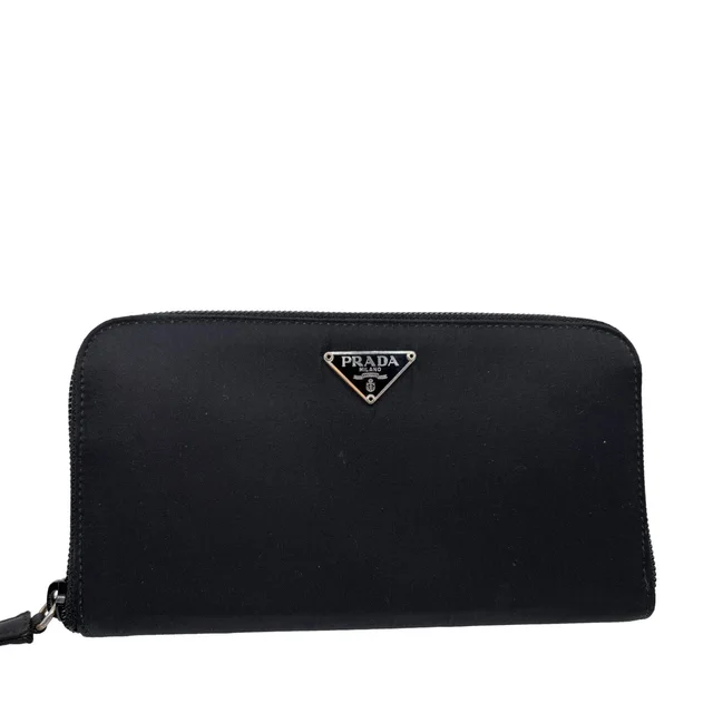 Prada Tessuto Nylon Zip Around Long Wallet Black in Black Nylon from Dallas Designer Handbags
