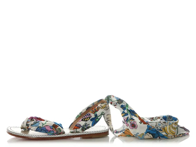 Christian Louboutin Satin Niloofar Wrap Flat Sandals in Satin from Ann's Fabulous Finds