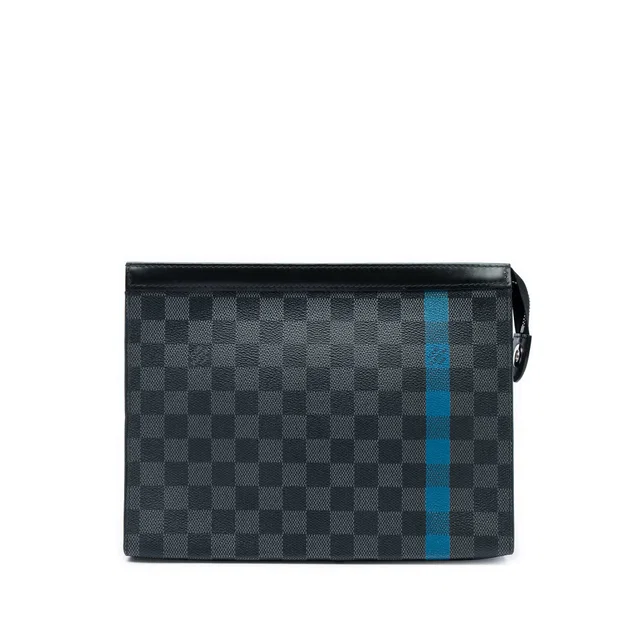 Black Louis Vuitton Damier Graphite Stripe Pochette Voyage MM Clutch Bag in Black Canvas from Designer Revival