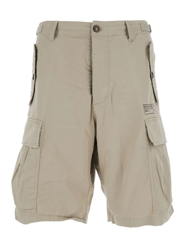 Dsquared2 Beige Bermuda Shorts with Four Patch Pockets and Wide Leg in Cotton Stretch for Men in Beige 97% Cotton 3% Elastane from Gaudenzi Boutique, photo 1 of 1