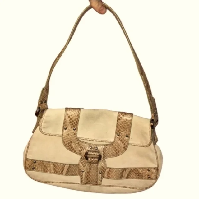 Tod's Purse White Cream Tan Leather Snakeskin Detailing Hand Bag Designertods Bag in brown|red Leather from Poshmark