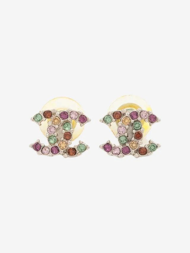 Chanel Silver Coco Mark A17K rhinestone earrings in Silver from Sign of the Times