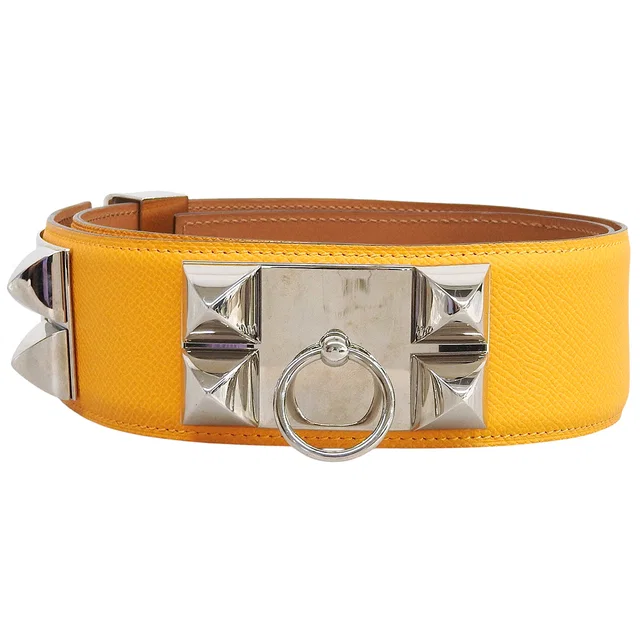 Hermès 2014 Collier de Chien belt, yellow in Yellow Epsom leather from VINTAGE QOO TOKYO