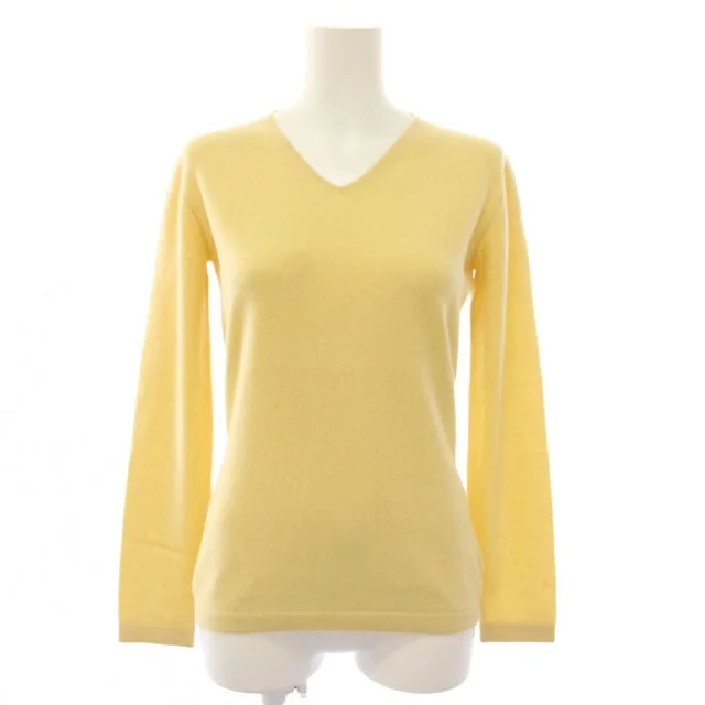 Loro Piana Knit Sweater Long Sleeve V-neck Cashmere Yellow in Yellow Cashmere from The Reluxe