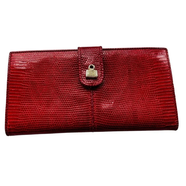 Judith Leiber Large Leather Wallet Gold Purse Charm in red Leather from Poshmark