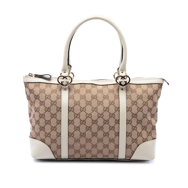 Beige Gucci GG Canvas Lovely Tote in Beige Canvas from Designer Revival