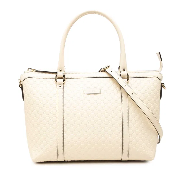 White Gucci Small Microguccissima Joy Satchel in White Leather from Designer Revival