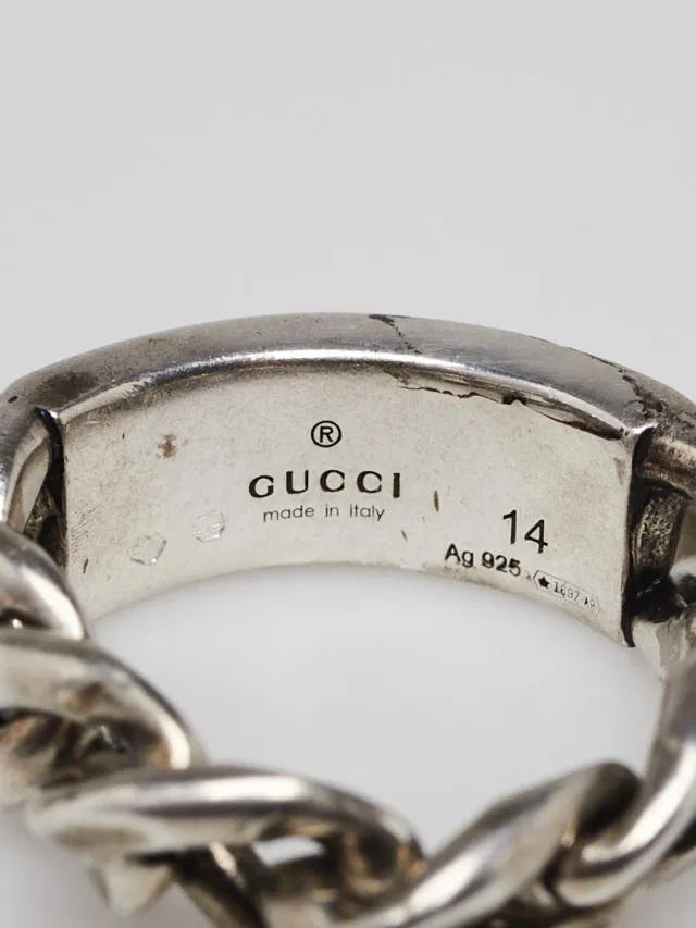 Gucci Silvertone Metal Chain Rope Logo Ring Size 7.5 from Yoogis, photo 2 of 5