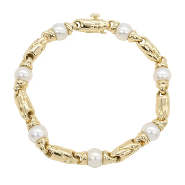 Bvlgari Passo Doppio Au750 Pearl Bracelet Size 17 from LuxUness