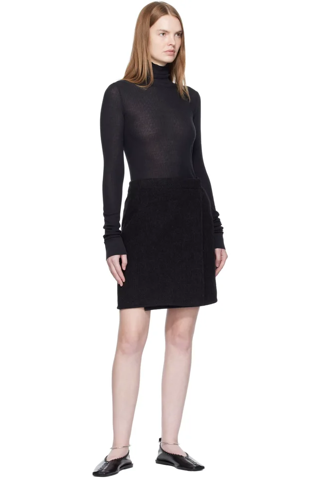LEMAIRE Black Wrapover Miniskirt, photo 4 of 4 from SSENSE