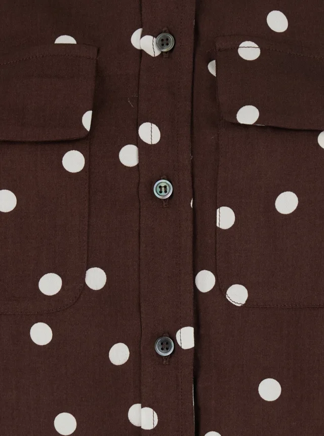 LEPLAIN POIS POCKET SHIRT - Brown - Shirt with pockets and polka dot design - In Polyester - Women in Brown 100% Polyester, photo 5 of 6 from Gaudenzi Boutique