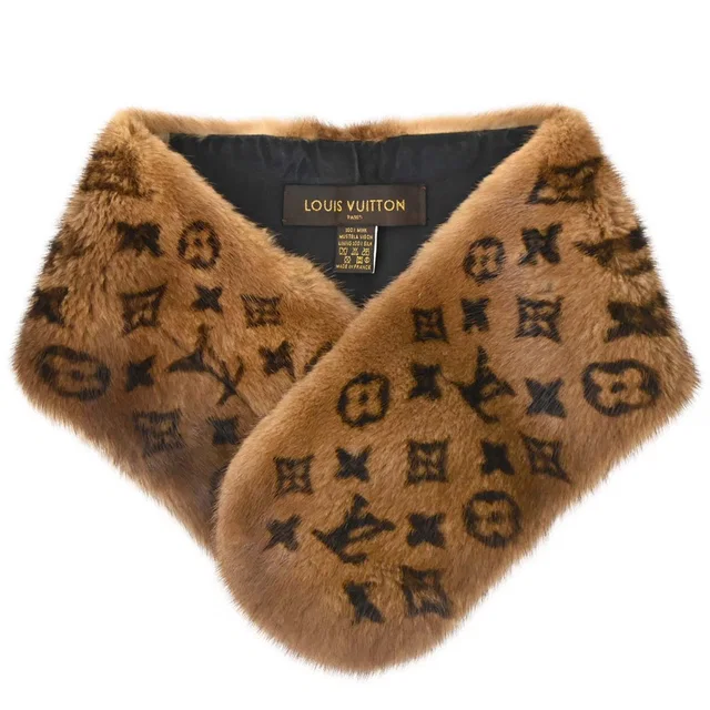 Louis Vuitton Monogram Mink Shawl Stole M78744 from AMORE Vintage Tokyo