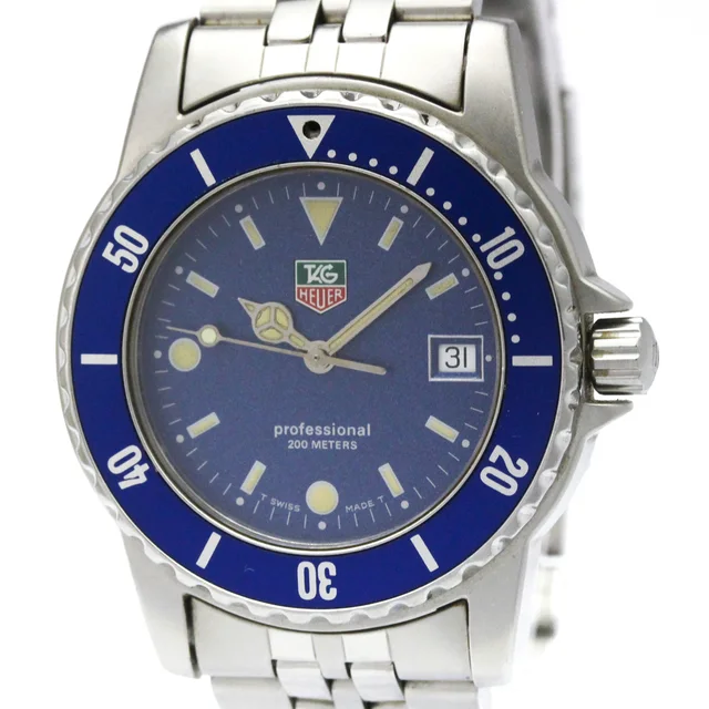 TAG Heuer Professional Stainless Steel Quartz Mens Watch WD1214 in Blue from Elady