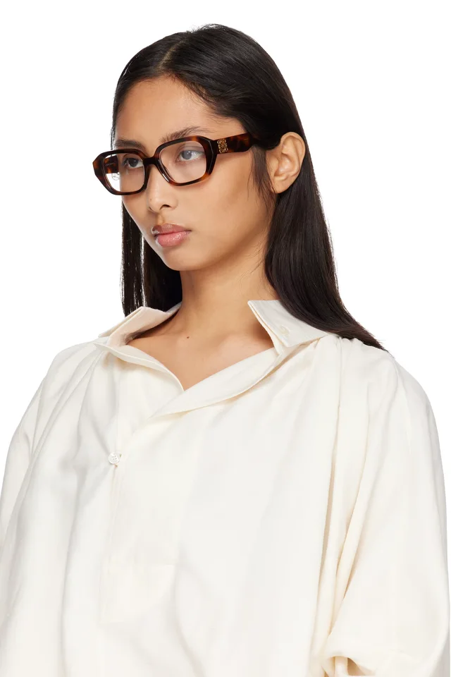 LOEWE Brown Anagram Glasses, photo 4 of 4 from SSENSE
