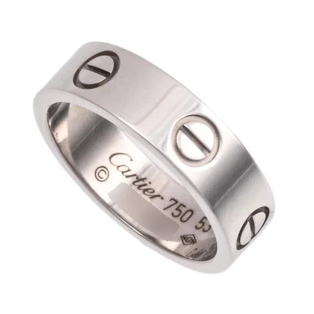 Cartier 18K Love Ring #53 White Gold in White from VINTAGE QOO TOKYO