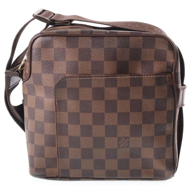 Louis Vuitton Damier Olaf PM Shoulder Bag Brown Leather Gold in Brown Leather from The Reluxe