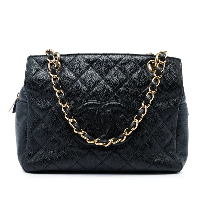 Black Chanel Petite Caviar Timeless Tote in Black Caviar leather from Designer Revival