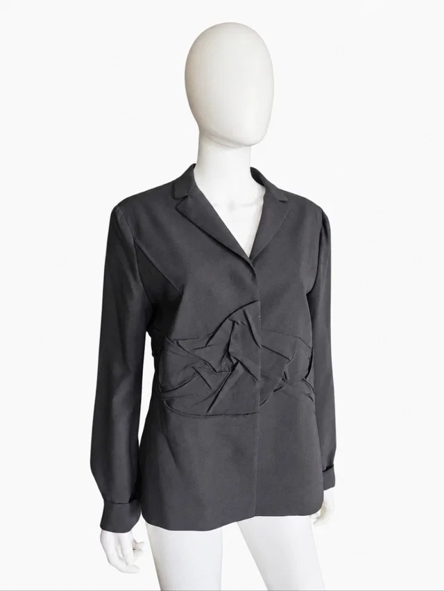 Jil Sander Tailored Blazer With Architectural Pleated / Knotted Detail in black Wool from Poshmark
