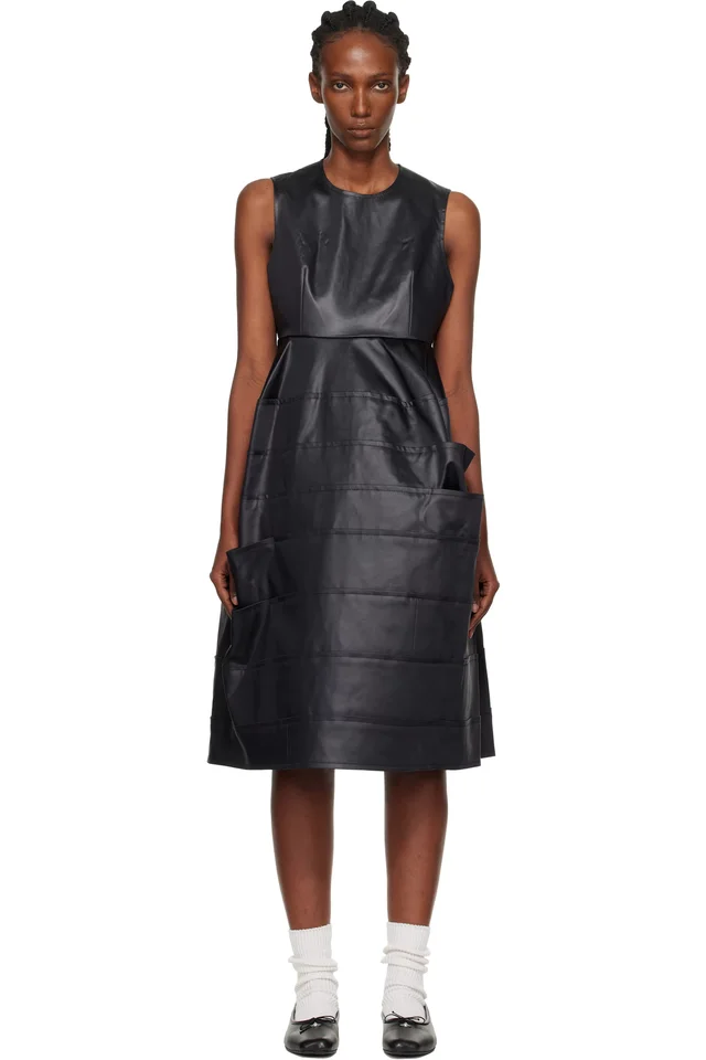 Black Satin Midi Dress, image 1 of 1 from SSENSE