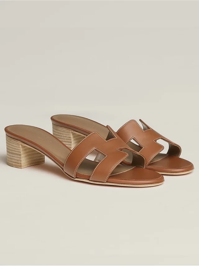 Hermès Brown Leather H Oran Slide Heels in brown|neutral Leather from Poshmark
