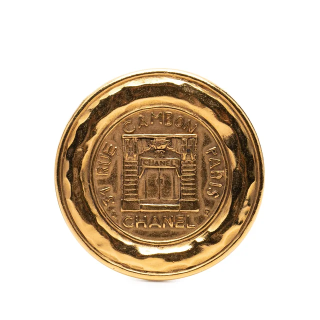 Gold Chanel Gold Plated 31 Rue Cambon Brooch in Gold from Designer Revival