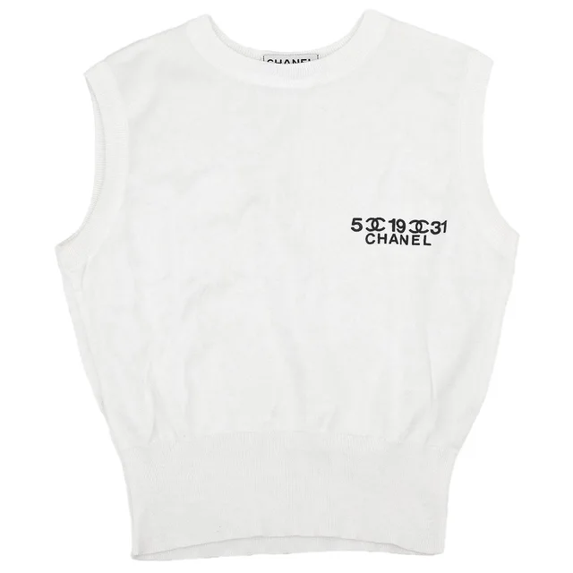 Chanel Sleeveless Top White #36 in White from AMORE Vintage Tokyo