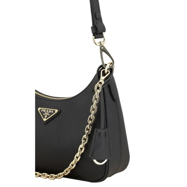 Prada Calf Leather Bos Taurus Shoulder Bag in Black Calfskin from HEWI, photo 4 of 4