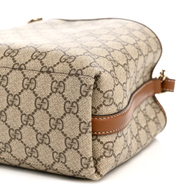 Gucci GG Supreme Monogram Emblem Small Shoulder Bag Beige Ebony Sundial in Beige Coated canvas from FASHIONPHILE, photo 10 of 11