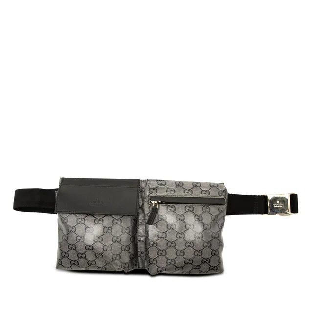 Gray Gucci GG Crystal Belt Bag in Grey Coated canvas from Designer Revival, photo 1 of 1