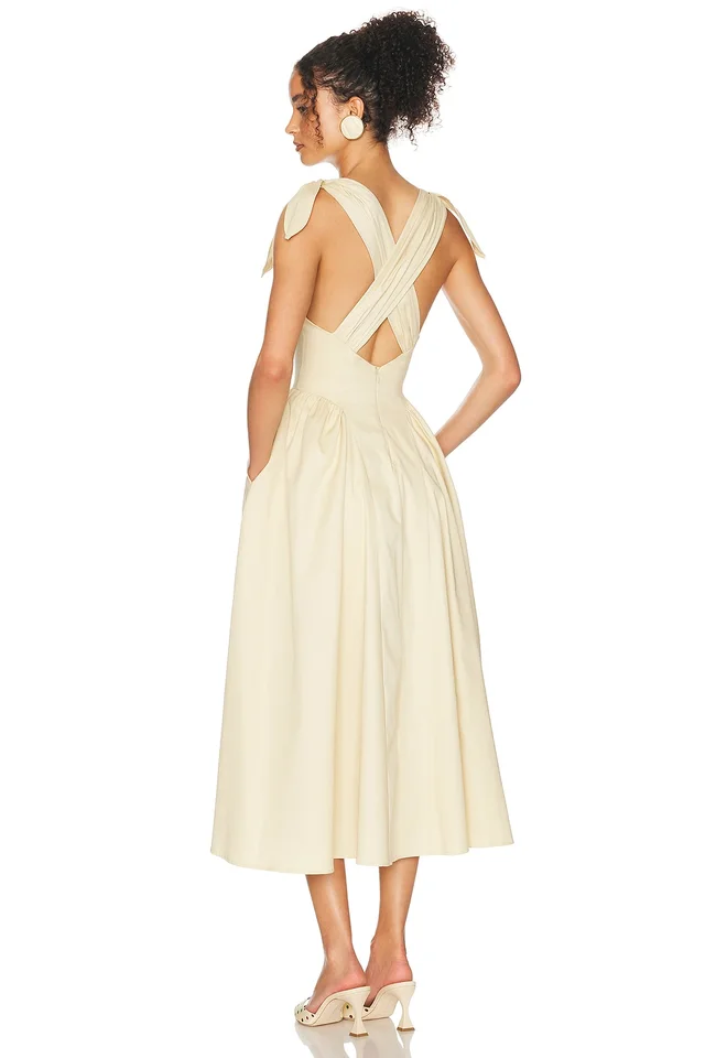 Helsa Fairweather Midi Dress in Stretch Cotton Sateen, photo 2 of 2 from FWRD