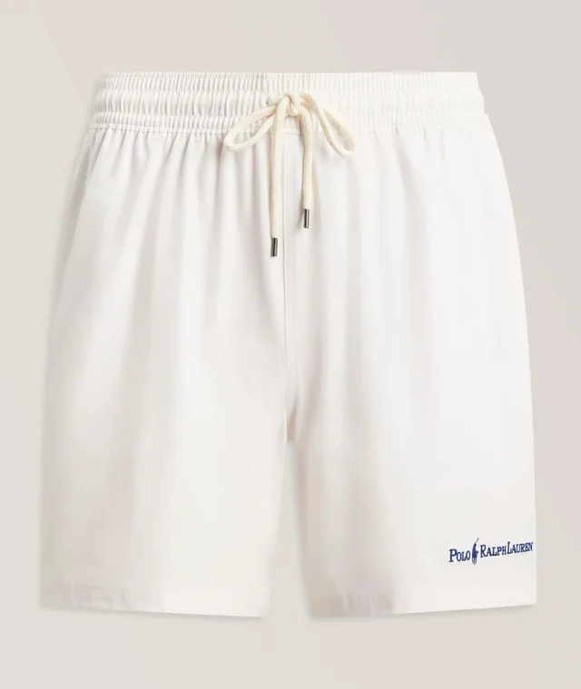Traveler Classic Logo Swim Trunks in White, image 1 of 1 from Harry Rosen