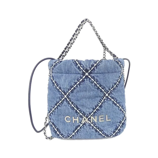 CHANEL 22 Line Mini AS3980 Bag in BLUE / SILVER metal fittings denim from KOMEHYO