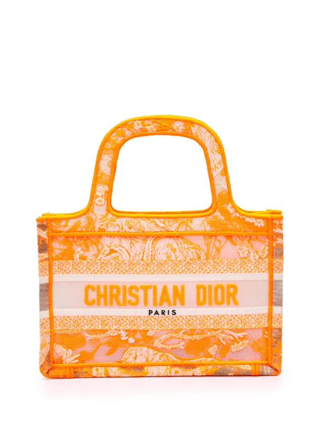 Dior Pre-Owned 2022 Mini Canvas Embroidered Dioriviera Toile De Jouy Book Tote Handbag | Orange |… in Orange Canvas from Farfetch