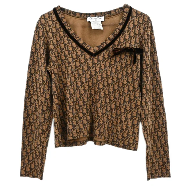 Dior 2005 John Galliano Long Sleeve V-neck Top #38 from AMORE Vintage Tokyo