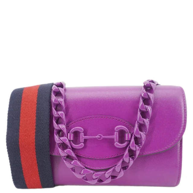 Gucci Horsebit 1955 mini Leather Shoulder Bag Purple 724713 in Purple Leather from Dallas Designer Handbags