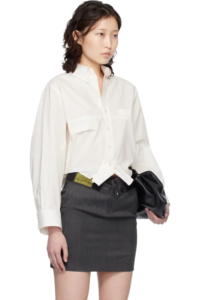 MM6 Maison Margiela Off-White Mirrored Cotton Poplin Shirt, photo 2 of 4 from SSENSE