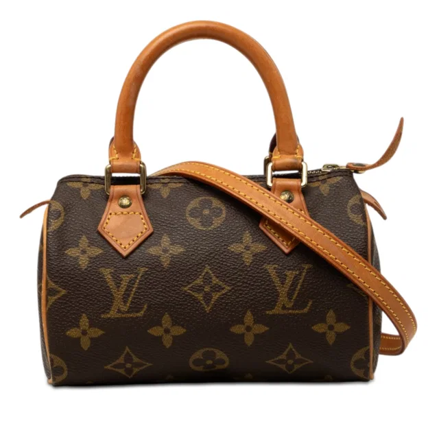 Brown Louis Vuitton Monogram Nano Speedy Bandouliere Satchel in Brown Coated canvas from Designer Revival