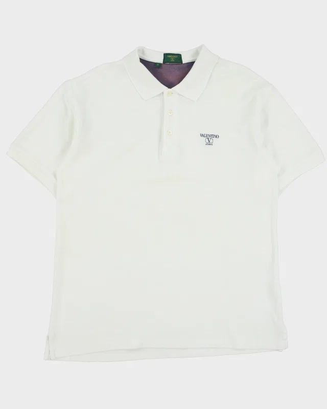 Vintage 1990s Valentino Jeans Heavyweight Embroidered Short Sleeve Polo Shirt - XL from Rokit Vintage