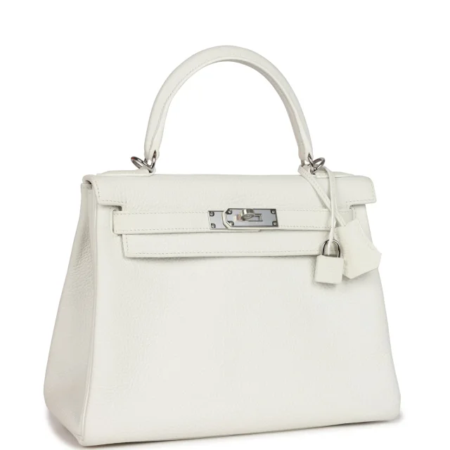 Hermès Kelly Retourne 28 White Clemence Palladium Hardware in White Clemence leather from Madison Avenue Couture, photo 2 of 9